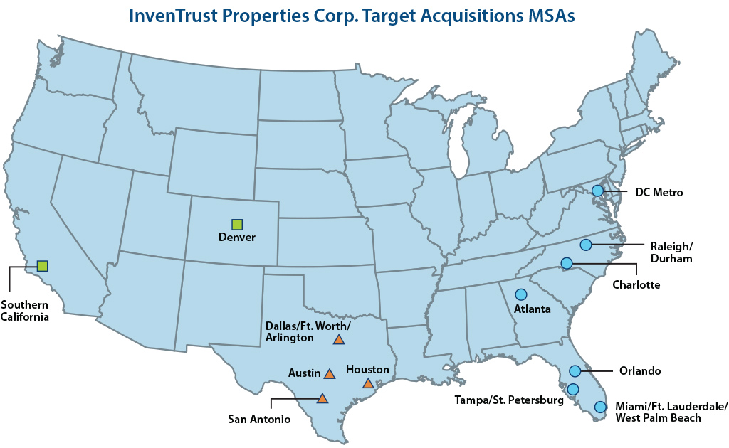 InvenTrusr Properties Corp. Target Acquisitions MSAs Map