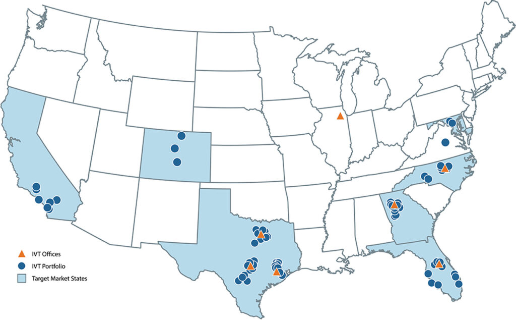 IVT Portfolio Map with pins showing center locations